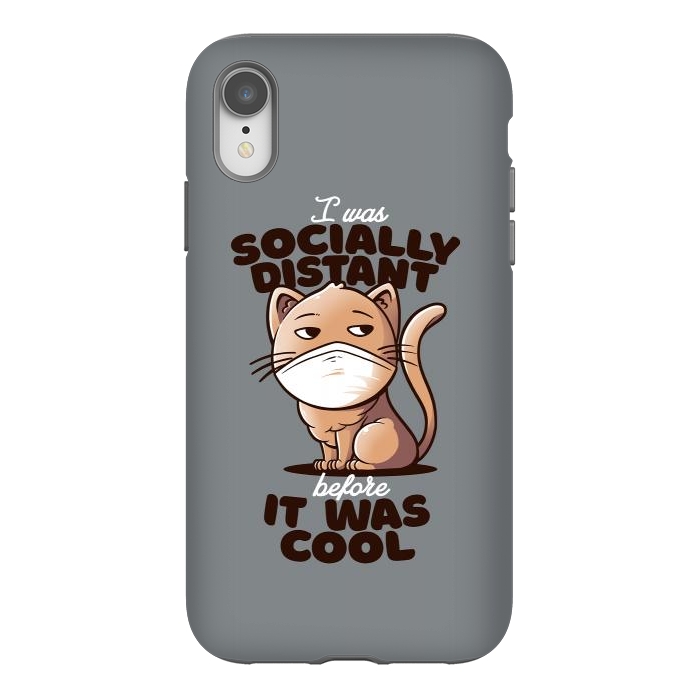 iPhone Xr StrongFit Socially Distant Cat by eduely