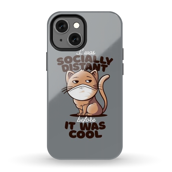 iPhone 12 mini StrongFit Socially Distant Cat by eduely