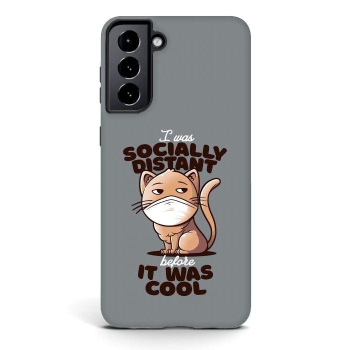 Galaxy S21 plus StrongFit Socially Distant Cat by eduely