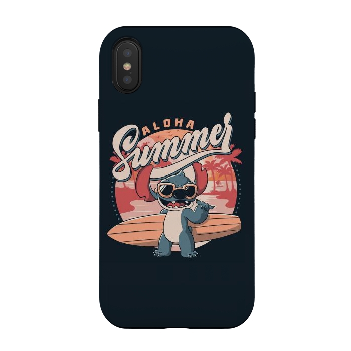 iPhone Xs / X StrongFit Aloha Summer Funny Alien Beach by eduely