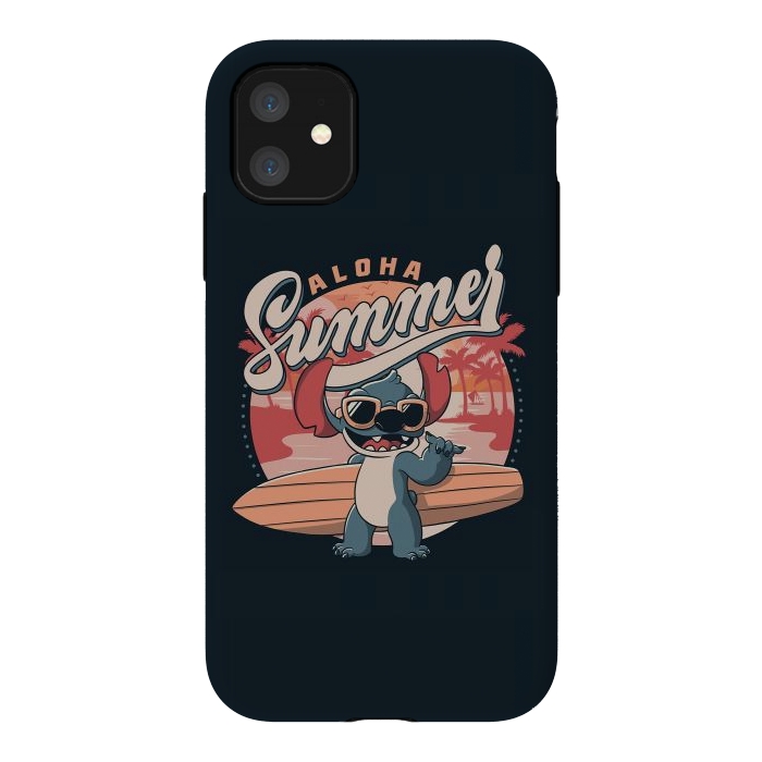 iPhone 11 StrongFit Aloha Summer Funny Alien Beach by eduely