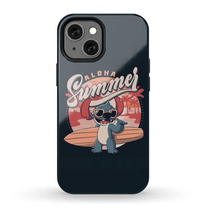 iPhone 13 mini StrongFit Aloha Summer Funny Alien Beach by eduely