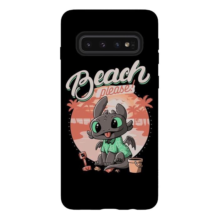 Galaxy S10 StrongFit Summer Dragon Funny Beach Please by eduely