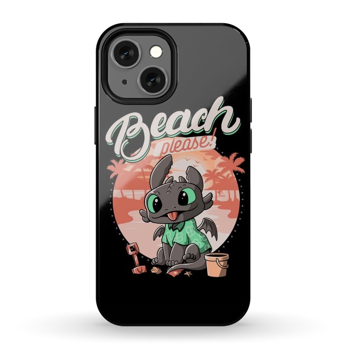 iPhone 13 mini StrongFit Summer Dragon Funny Beach Please by eduely