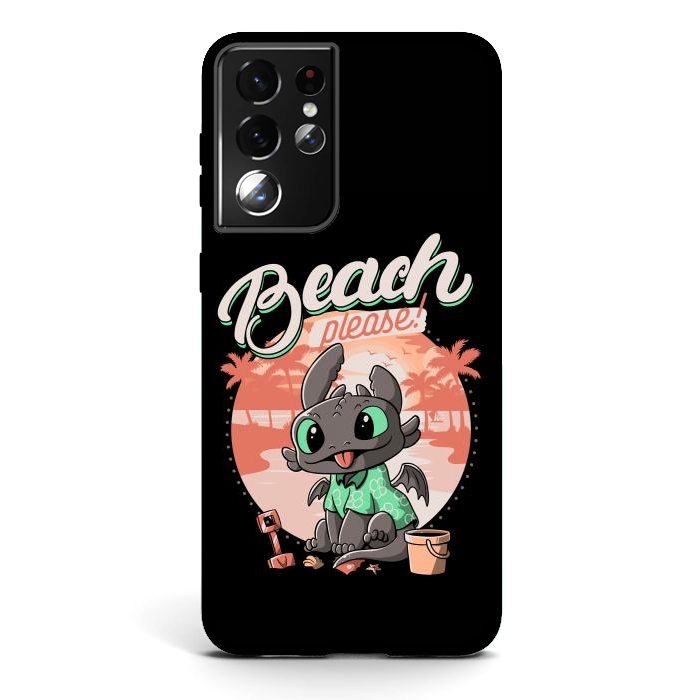 Galaxy S21 ultra StrongFit Summer Dragon Funny Beach Please by eduely