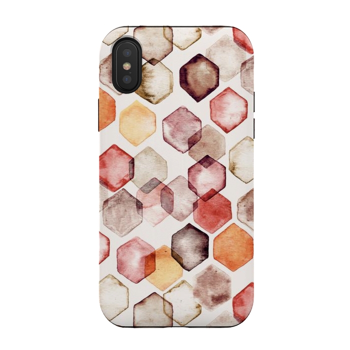 iPhone Xs / X StrongFit Autumn Bokeh - Watercolour Hexagons by Tangerine-Tane