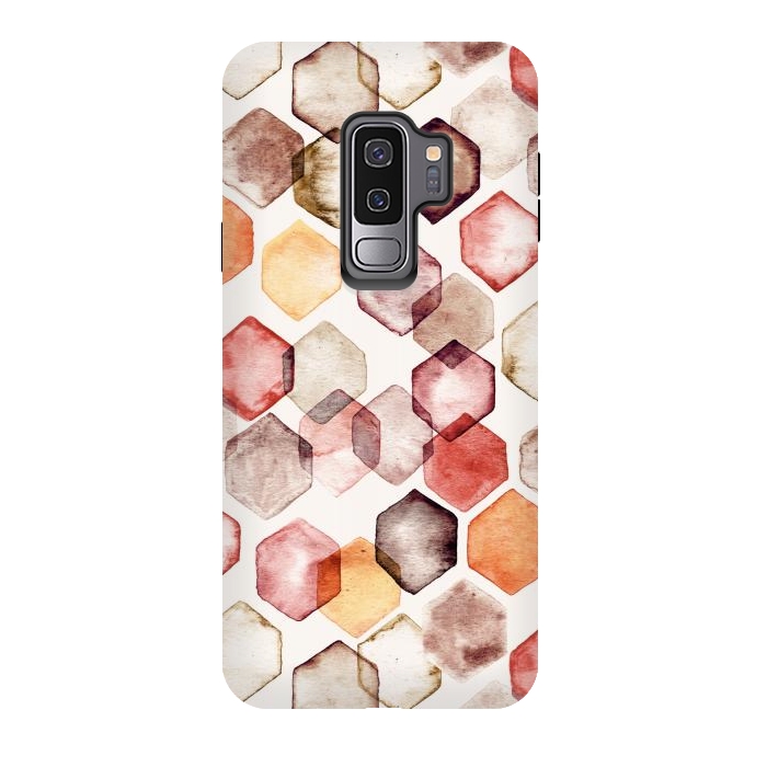 Galaxy S9 plus StrongFit Autumn Bokeh - Watercolour Hexagons by Tangerine-Tane