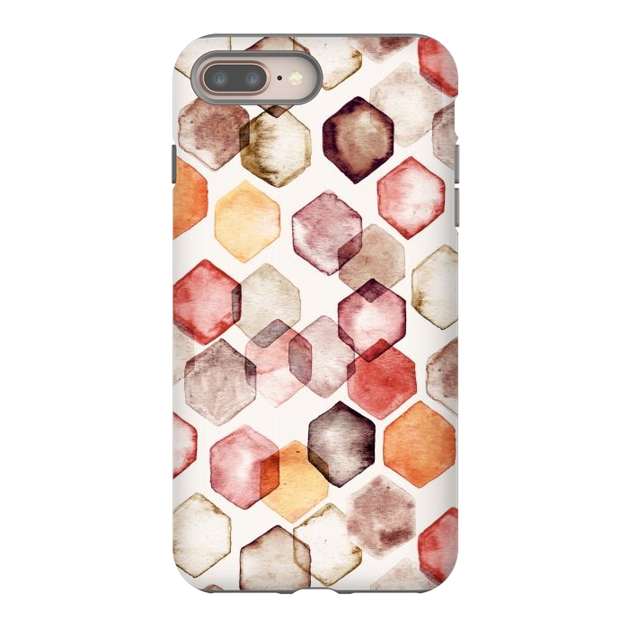 iPhone 8 plus StrongFit Autumn Bokeh - Watercolour Hexagons by Tangerine-Tane
