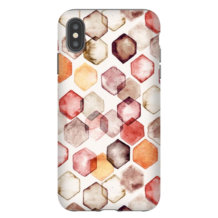 iPhone Xs Max StrongFit Autumn Bokeh - Watercolour Hexagons by Tangerine-Tane