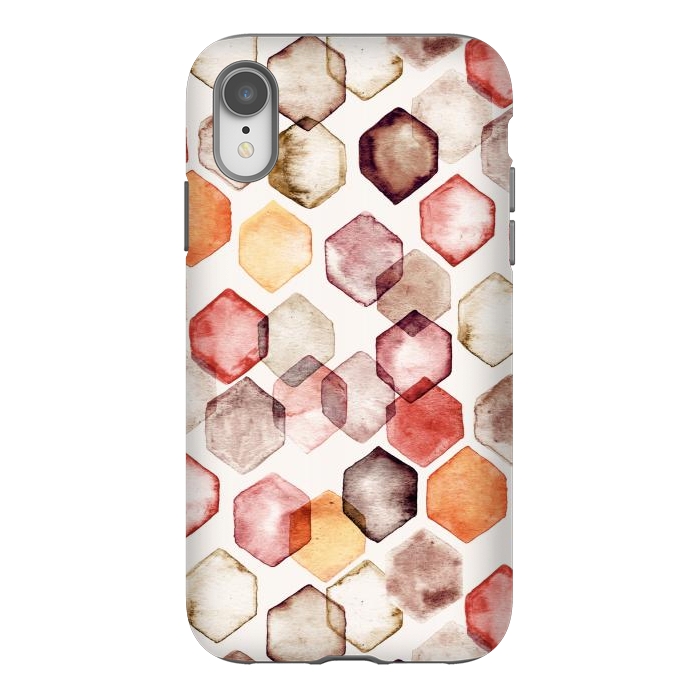 iPhone Xr StrongFit Autumn Bokeh - Watercolour Hexagons by Tangerine-Tane