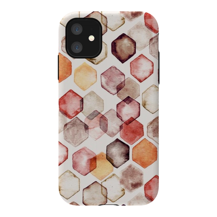 iPhone 11 StrongFit Autumn Bokeh - Watercolour Hexagons by Tangerine-Tane