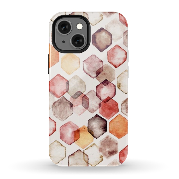 iPhone 12 mini StrongFit Autumn Bokeh - Watercolour Hexagons by Tangerine-Tane