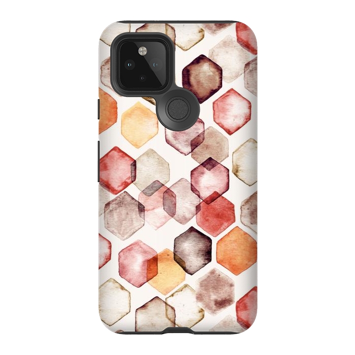 Pixel 5 StrongFit Autumn Bokeh - Watercolour Hexagons by Tangerine-Tane