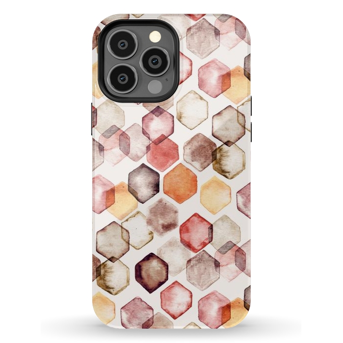 iPhone 13 Pro Max StrongFit Autumn Bokeh - Watercolour Hexagons by Tangerine-Tane