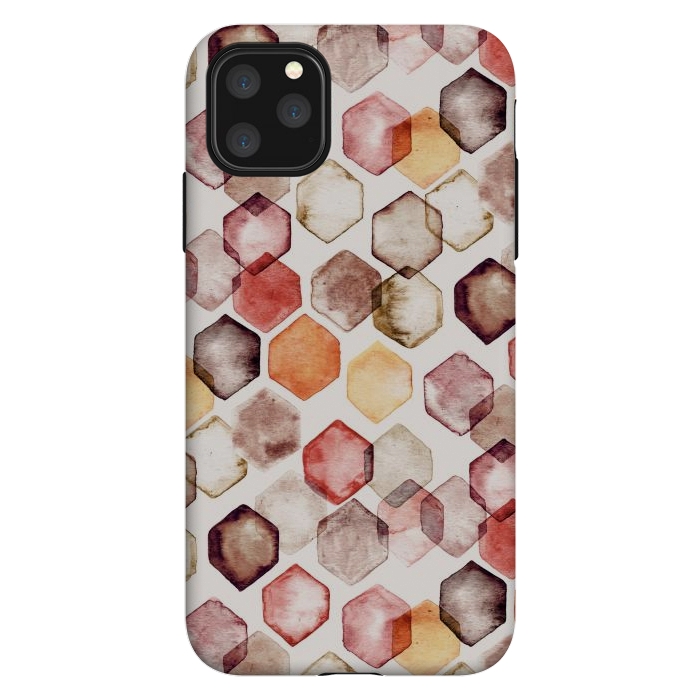 iPhone 11 Pro Max StrongFit Autumn Bokeh - Watercolour Hexagons by Tangerine-Tane