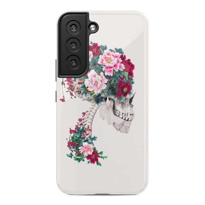 Galaxy S22 StrongFit Skull with Peonies by Riza Peker