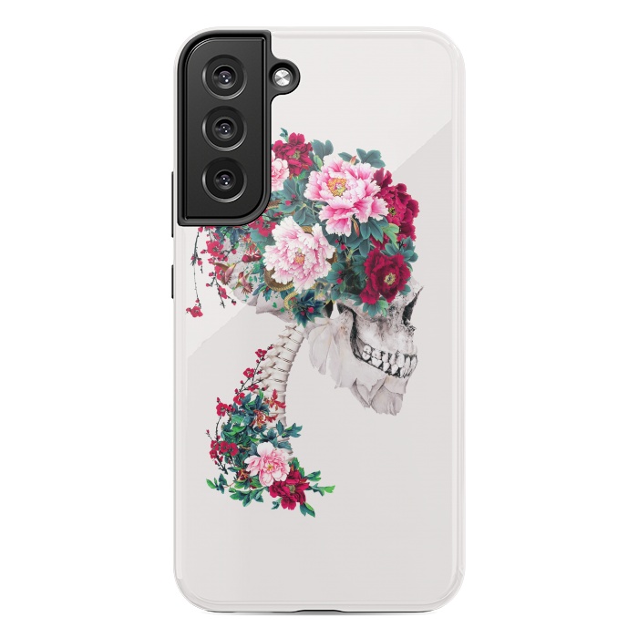 Galaxy S22 plus StrongFit Skull with Peonies by Riza Peker