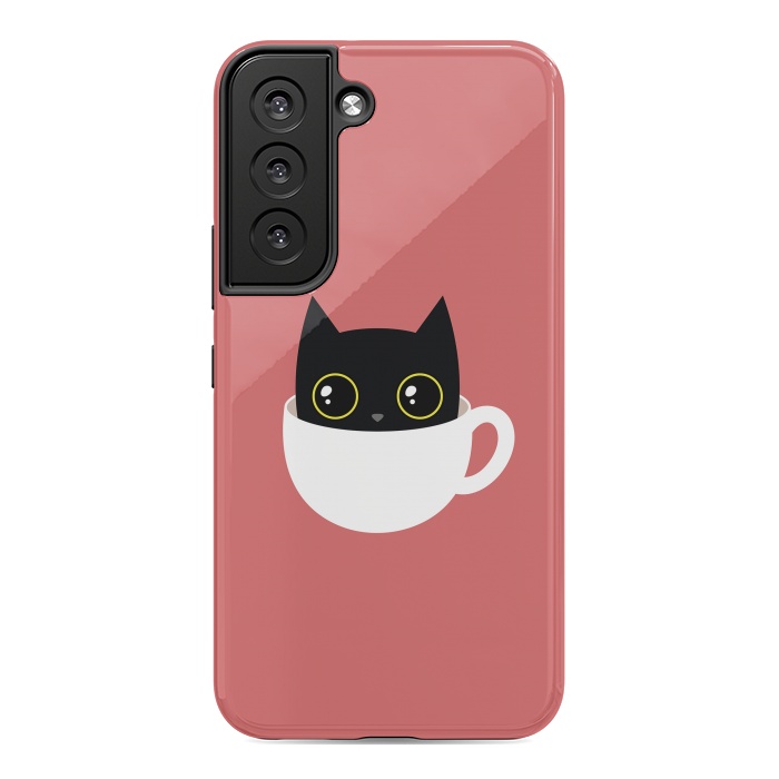 Galaxy S22 StrongFit Coffee cat by Laura Nagel