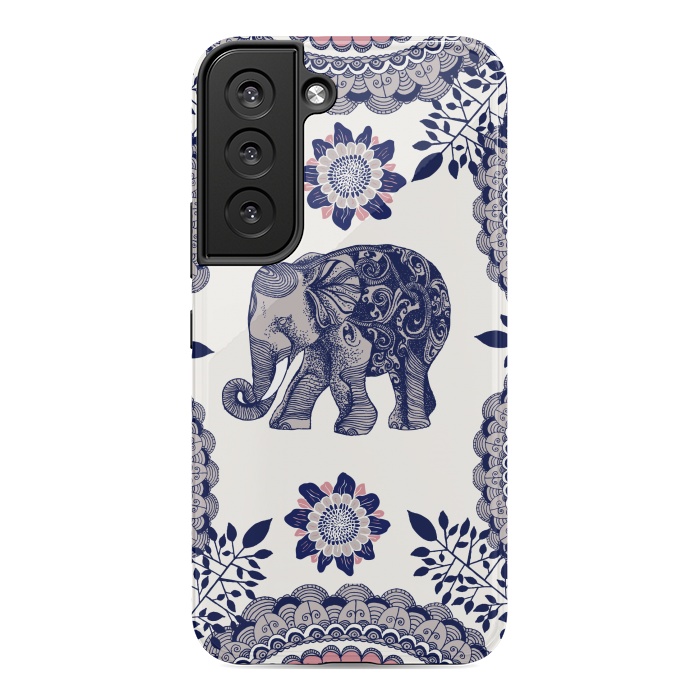 Galaxy S22 StrongFit Floral Elephant by Rose Halsey