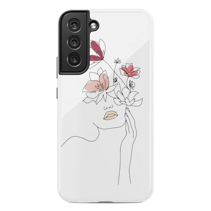 Galaxy S22 plus StrongFit Lineart Girl Flowers by DaDo ART