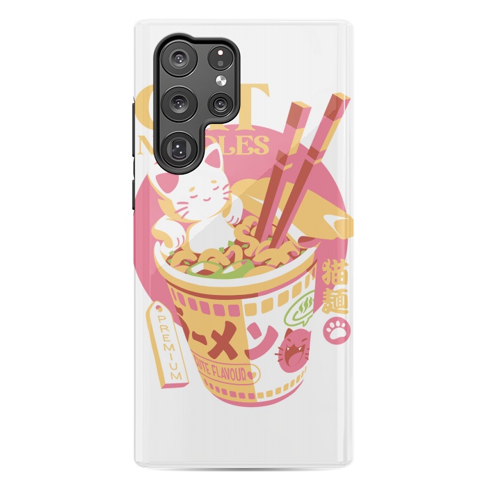 Galaxy S22 Ultra StrongFit Cat Noodles by Ilustrata