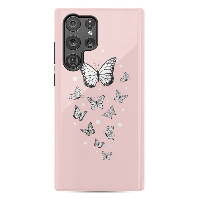 Galaxy S22 Ultra StrongFit Pink Butterflies by Martina