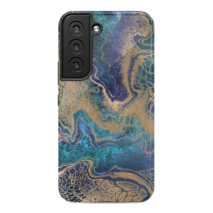 Galaxy S22 StrongFit Abstract Background Blue Gold Marble by ArtsCase