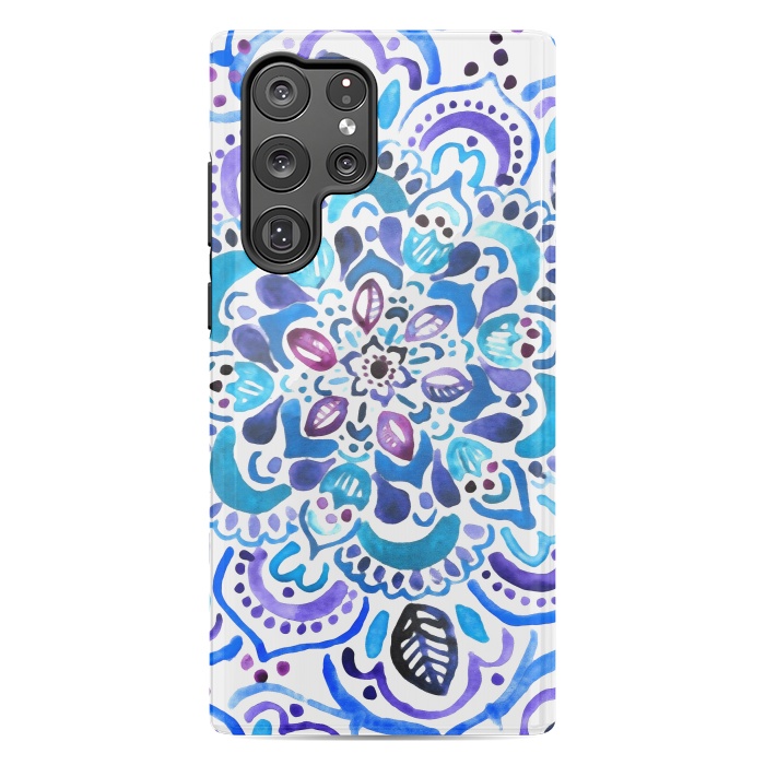 Galaxy S22 Ultra StrongFit Ocean Watercolour Mandala - Vivid by Tangerine-Tane