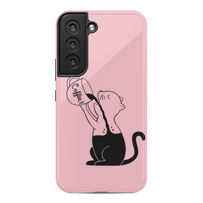 Galaxy S22 StrongFit Cat full coffee Pink by Coffee Man
