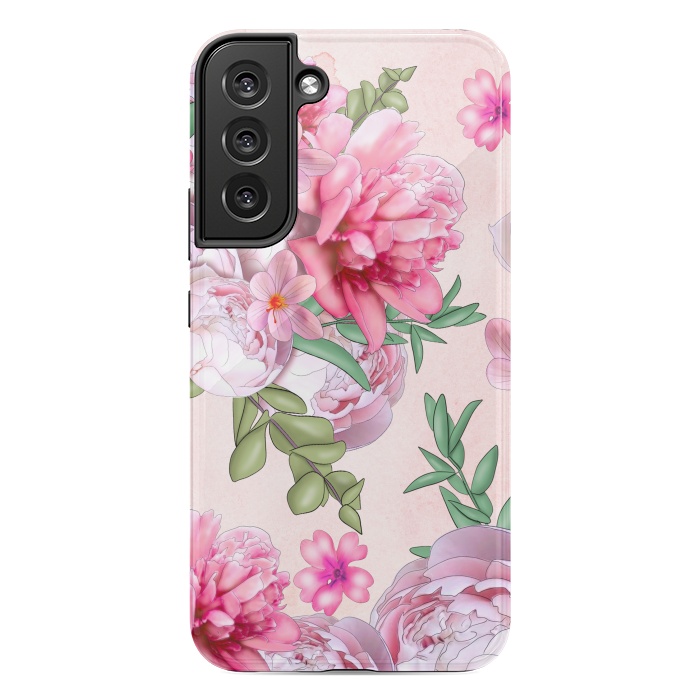 Galaxy S22 plus StrongFit purple pink peony flowers by haroulita