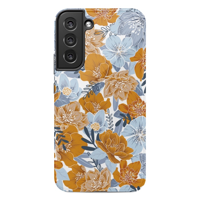 Galaxy S22 plus StrongFit Cozy Florals in Desert Sun, Navy and Fog by gingerlique