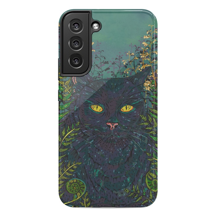 Galaxy S22 plus StrongFit Black Cat in Ferns by Lotti Brown