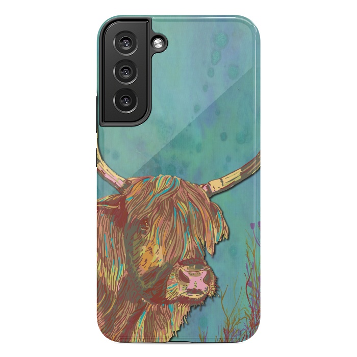 Galaxy S22 plus StrongFit Highland Cow by Lotti Brown
