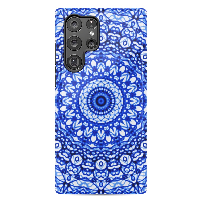 Galaxy S22 Ultra StrongFit Blue Mandala Mehndi Style G403  by Medusa GraphicArt