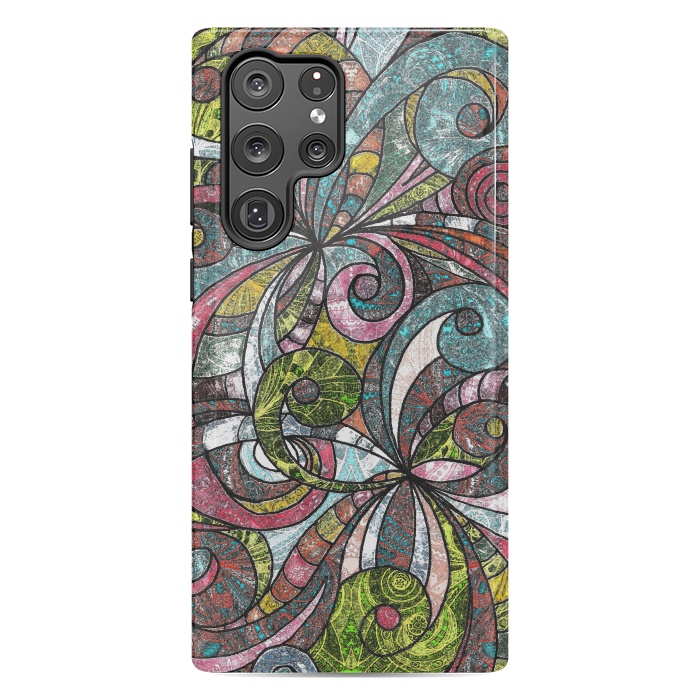 Galaxy S22 Ultra StrongFit Drawing Floral Zentangle G203 by Medusa GraphicArt