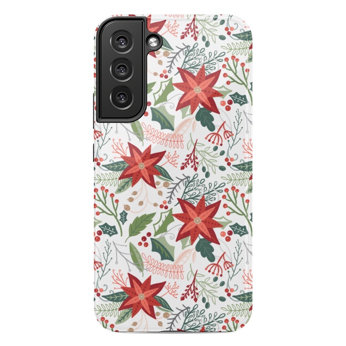 Galaxy S22 plus StrongFit Festive Poinsettias by Noonday Design