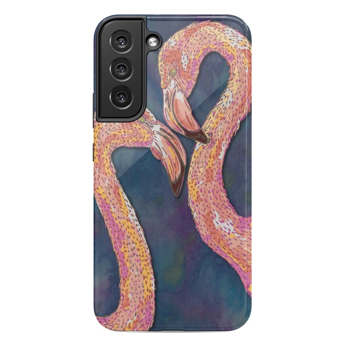 Galaxy S22 plus StrongFit Pink Flamingos by Lotti Brown