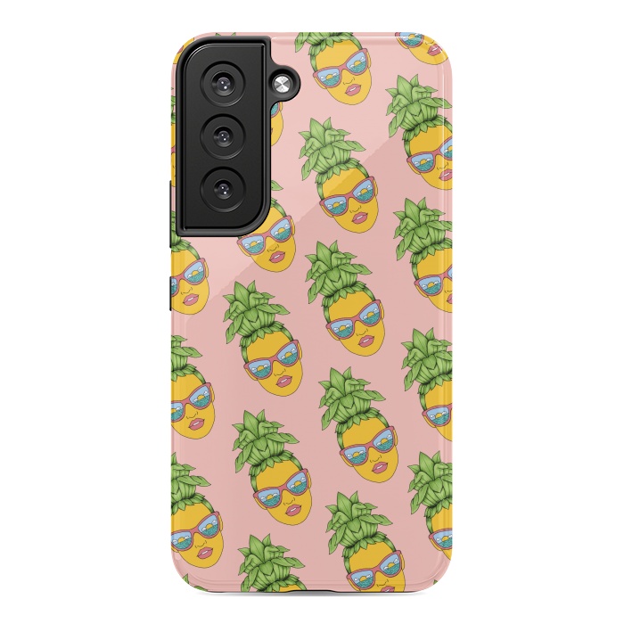 Galaxy S22 StrongFit Pineapple Girl Pattern Pink by Coffee Man