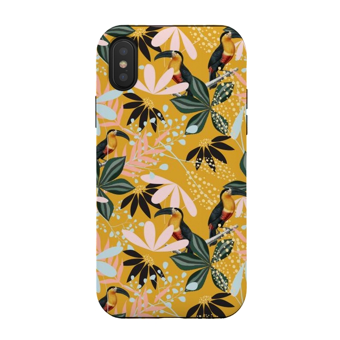 iPhone Xs / X StrongFit Tropical Toucan Garden by Uma Prabhakar Gokhale