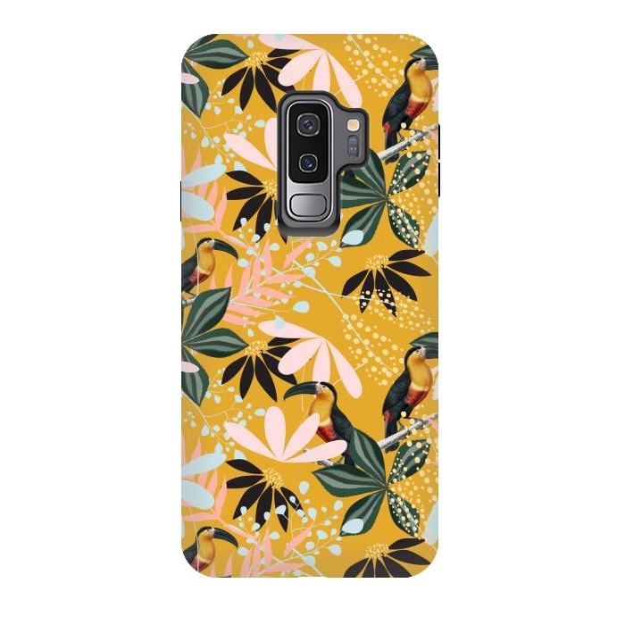 Galaxy S9 plus StrongFit Tropical Toucan Garden by Uma Prabhakar Gokhale