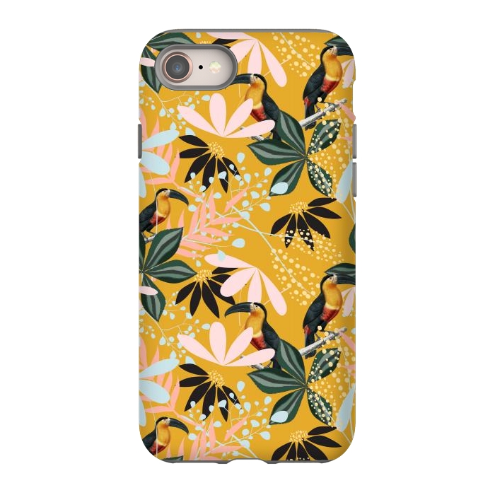 iPhone 8 StrongFit Tropical Toucan Garden by Uma Prabhakar Gokhale