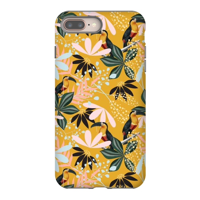 iPhone 8 plus StrongFit Tropical Toucan Garden by Uma Prabhakar Gokhale