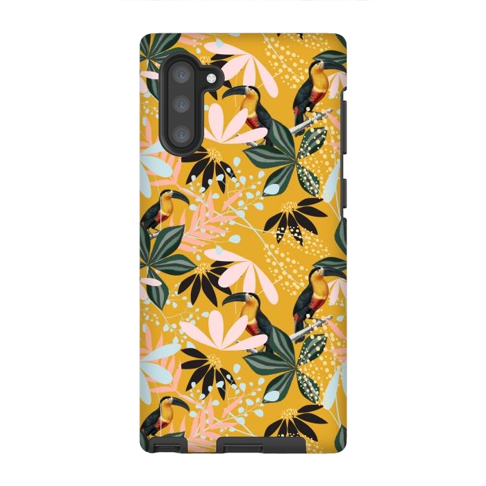 Galaxy Note 10 StrongFit Tropical Toucan Garden by Uma Prabhakar Gokhale