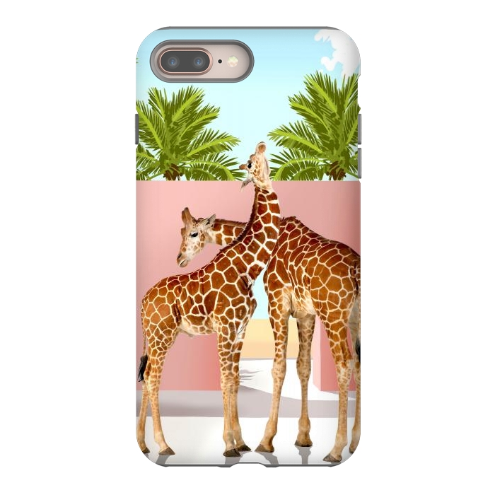 iPhone 7 plus StrongFit Giraffe Villa | Contemporary Modern Architecture Digital Graphic Art | Wildlife Animals Palm Exotic by Uma Prabhakar Gokhale