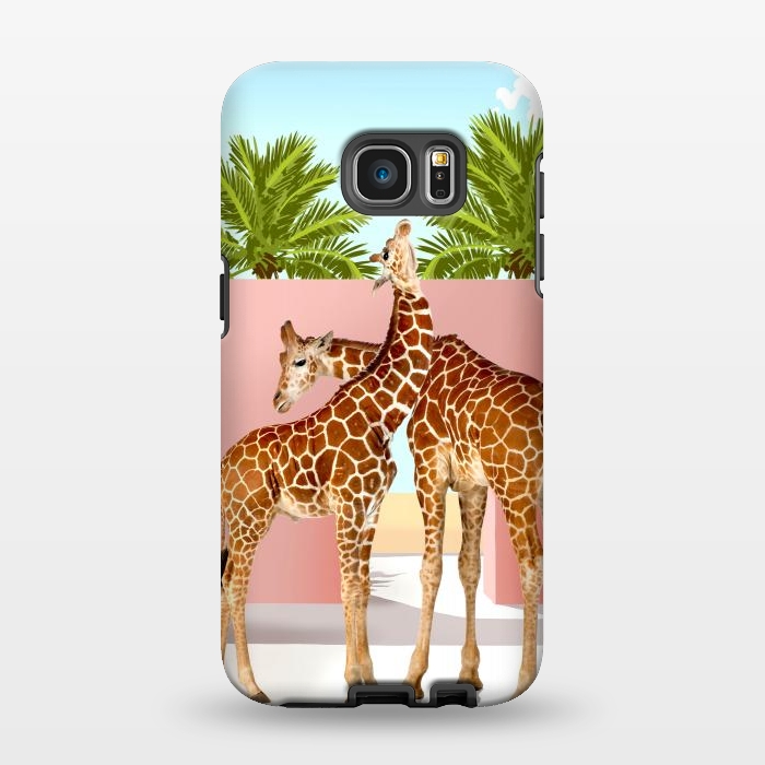 Galaxy S7 EDGE StrongFit Giraffe Villa | Contemporary Modern Architecture Digital Graphic Art | Wildlife Animals Palm Exotic by Uma Prabhakar Gokhale