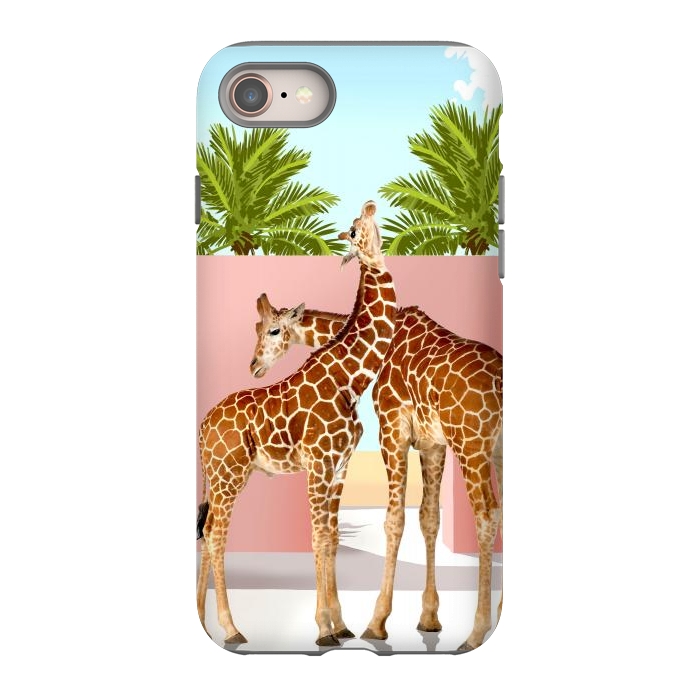 iPhone 8 StrongFit Giraffe Villa | Contemporary Modern Architecture Digital Graphic Art | Wildlife Animals Palm Exotic by Uma Prabhakar Gokhale