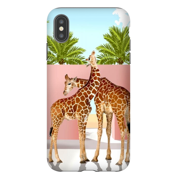 iPhone Xs Max StrongFit Giraffe Villa | Contemporary Modern Architecture Digital Graphic Art | Wildlife Animals Palm Exotic by Uma Prabhakar Gokhale