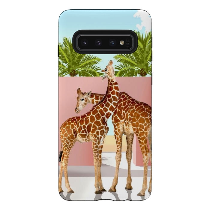 Galaxy S10 StrongFit Giraffe Villa | Contemporary Modern Architecture Digital Graphic Art | Wildlife Animals Palm Exotic by Uma Prabhakar Gokhale