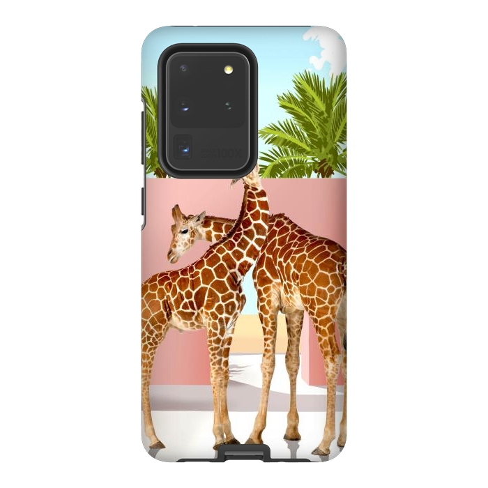 Galaxy S20 Ultra StrongFit Giraffe Villa | Contemporary Modern Architecture Digital Graphic Art | Wildlife Animals Palm Exotic by Uma Prabhakar Gokhale