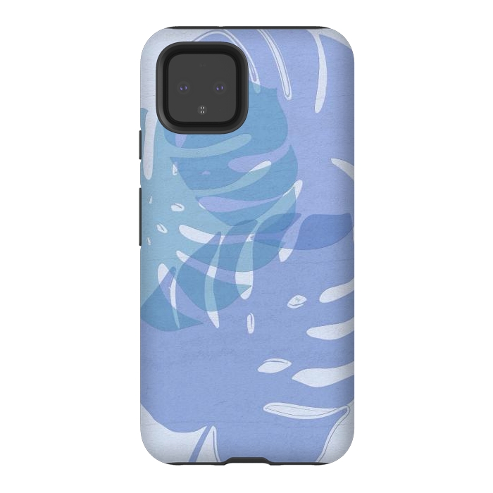 Pixel 4 StrongFit Blue Leaves by Martina